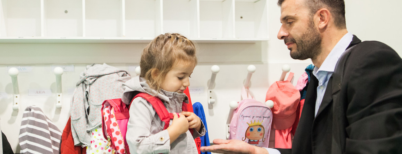 Father and daughter at school