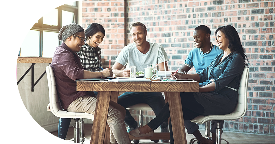 Group of people having a discussion