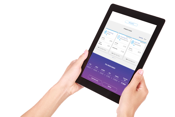 Hand holding tablet showing Flexible benefits platform