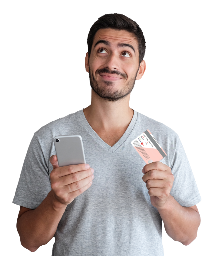 Man holding Ticket Restaurant and iphone